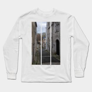 Chablis is a town in the Bourgogne-Franche-Comte famous for its french white wine. Walking in narrow streets. (vertical) Long Sleeve T-Shirt